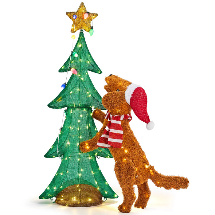 Cosycombe Light-Up Dog Climbing a Christmas Tree, 120 cm