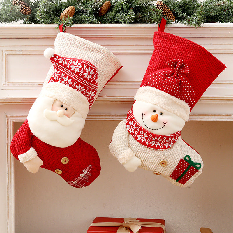 Cosycombe™ Knitted Christmas Stocking Decoration with Santa or Snowman