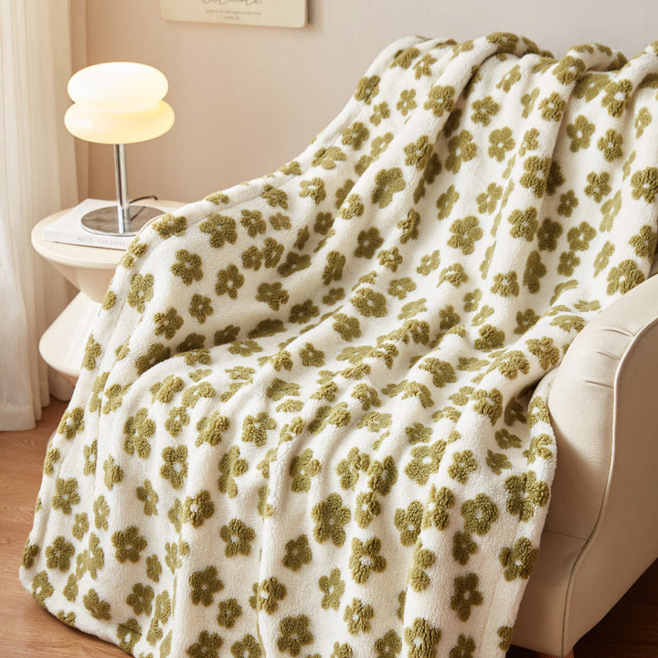 Cosycombe™ Retro Wildflower Throw Blanket with 3D Floral Texture