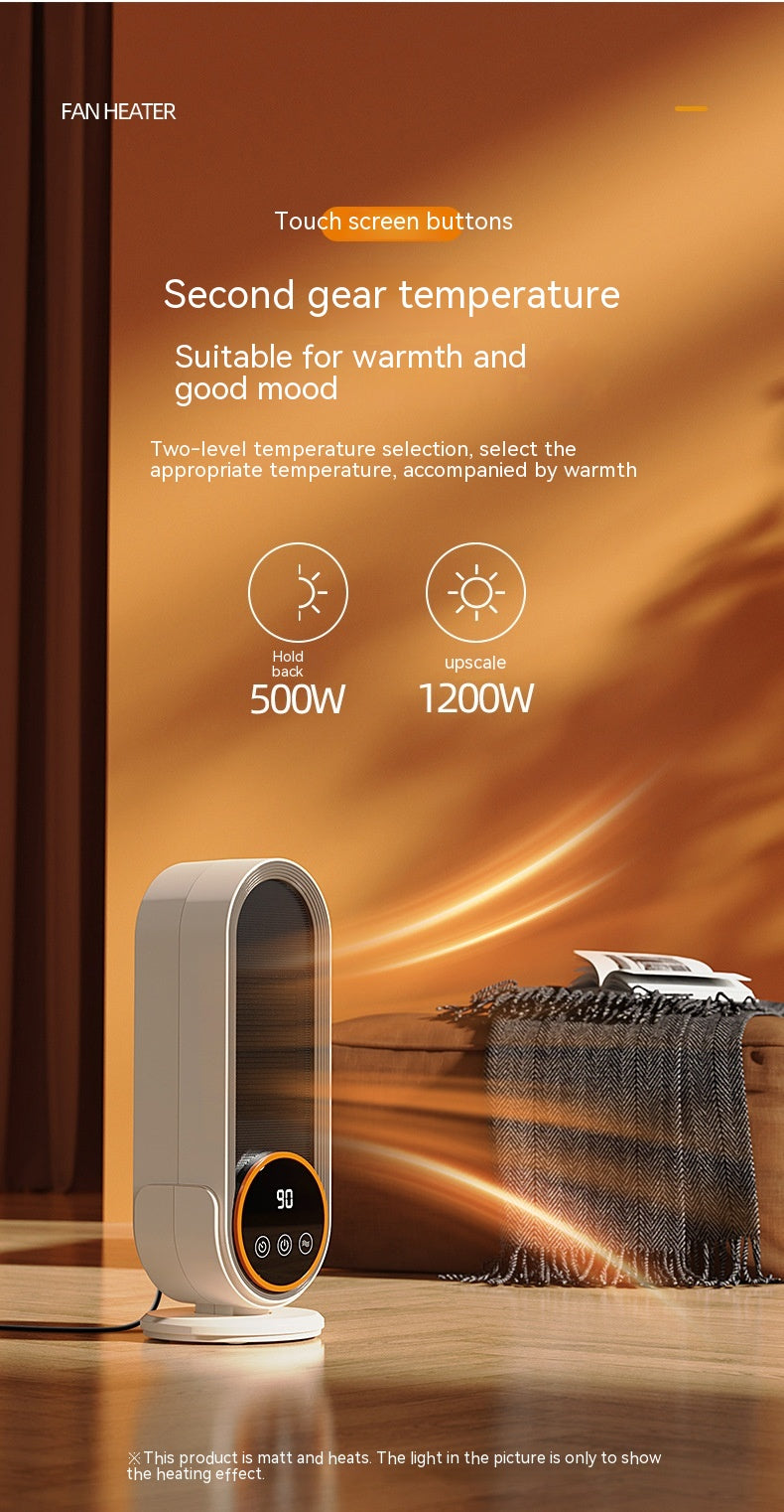 Slim white ceramic tower heater with LED display