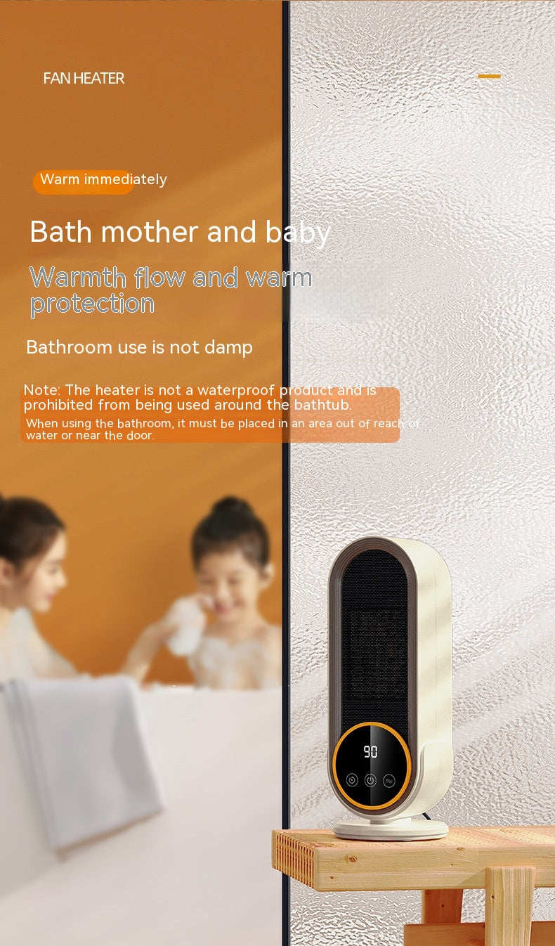 Slim white ceramic tower heater with LED display