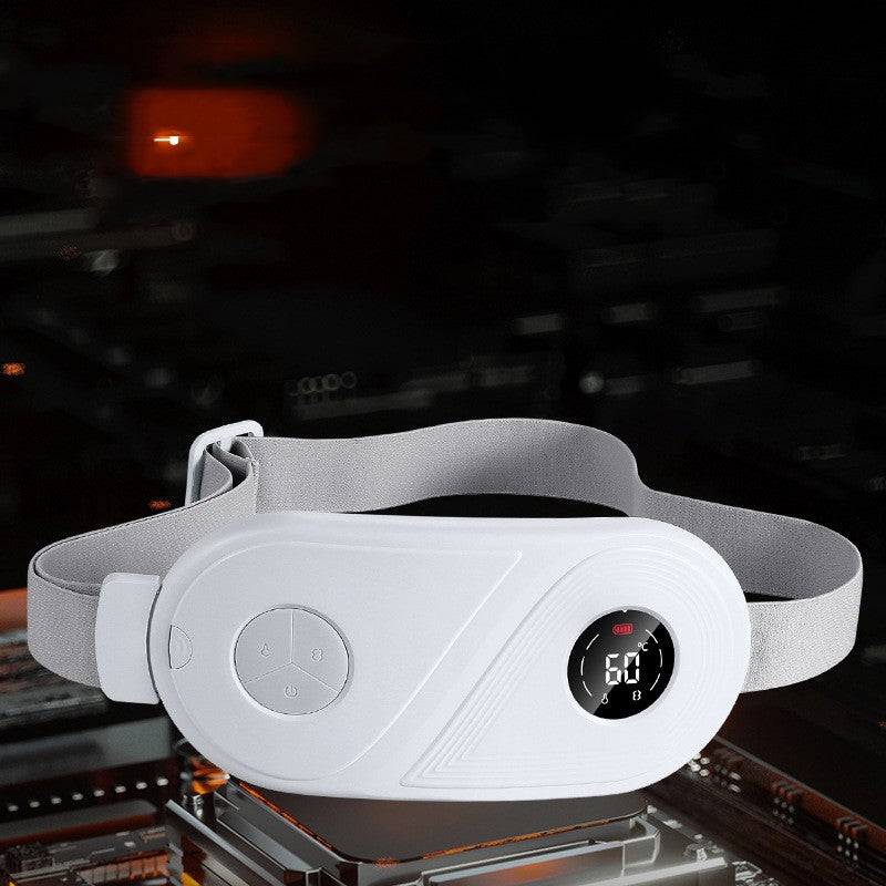 White USB heated waist belt with digital display