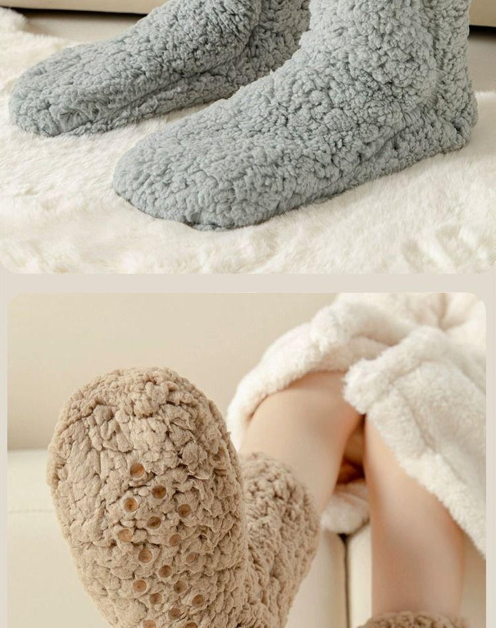 Extra thick fluffy house socks in pink