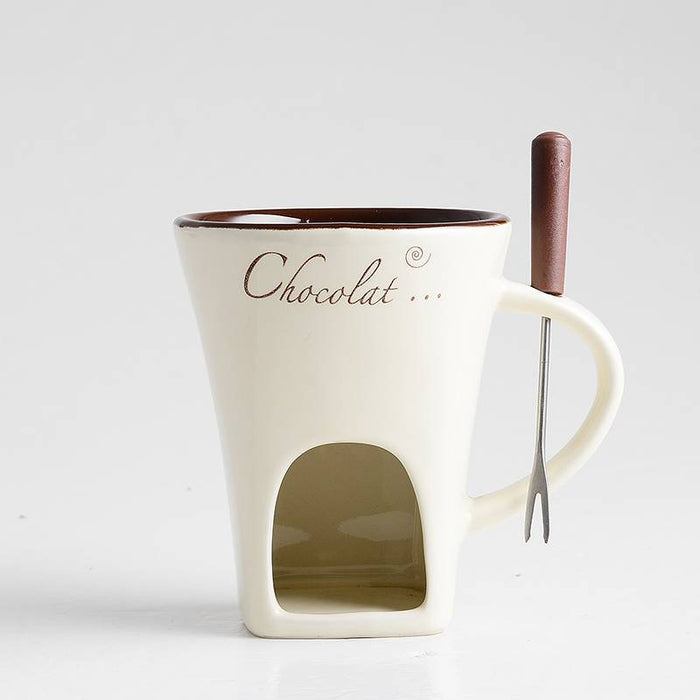 Cosycombe Ceramic fondue mug with fork for one