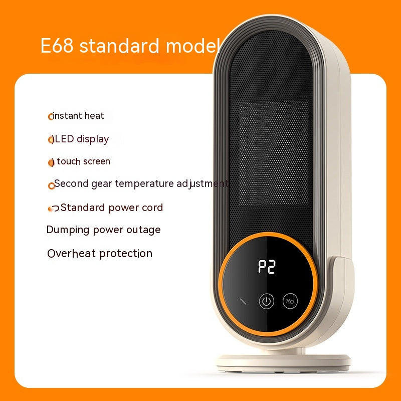 Slim white ceramic tower heater with LED display