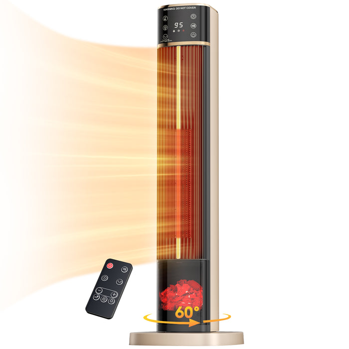 Cosycombe Ceramic Tower Heater 81 cm with Flame Effect and ECO Mode