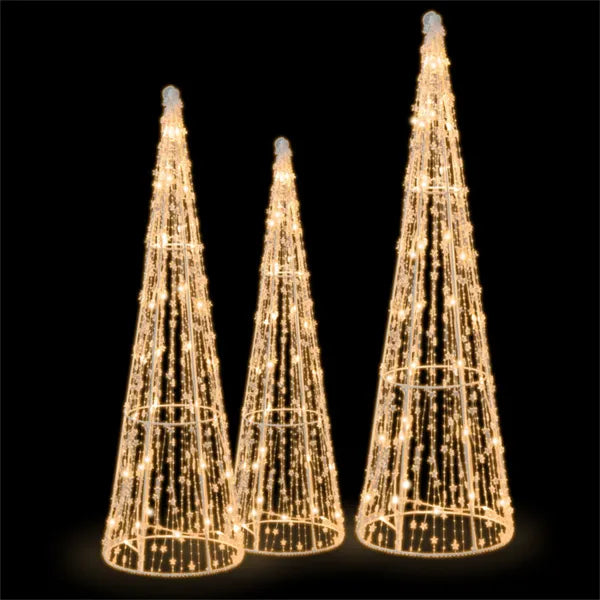 Cosycombe Set of 3 Lighted Outdoor Cone Christmas Trees