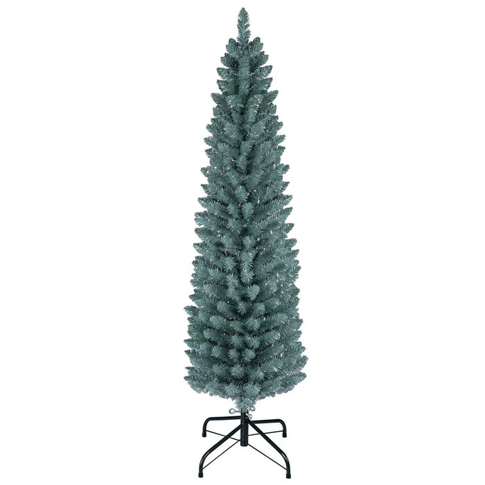 Cosycombe Frosted Slim Christmas Tree with Silver Tips, 5ft