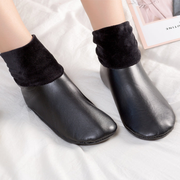 Cosycombe Fleece Lined Slipper Boots in Faux Leather