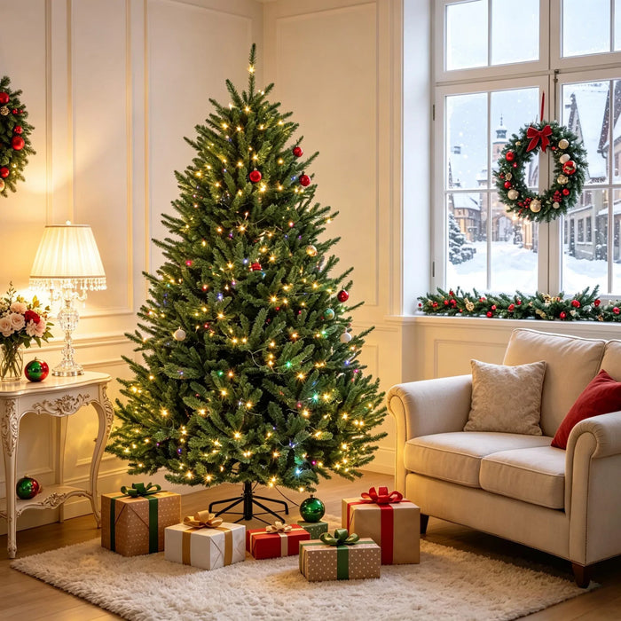 Cosycombe Green Christmas Tree with 480 LEDs and Foot Pedal, 6ft