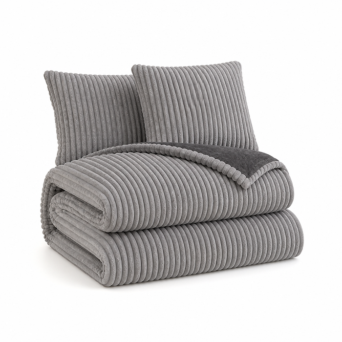 Cosycombe™ Coral Fleece Duvet Cover Set with 2 Pillowcases, Warm and Soft