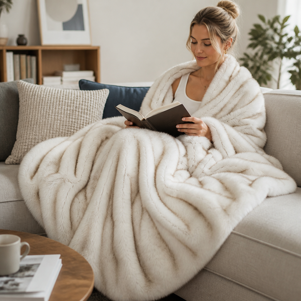 Cosycombe™ Fluffy Faux Fur Blanket with Reinforced Edges