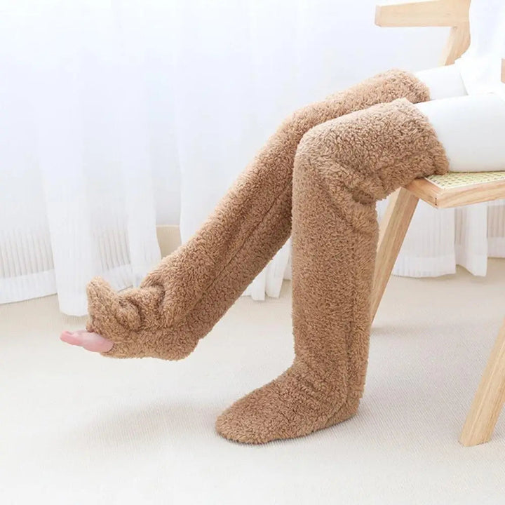 Cosycombe™ Long Coral Fleece Lounge Socks with Open-Foot Option