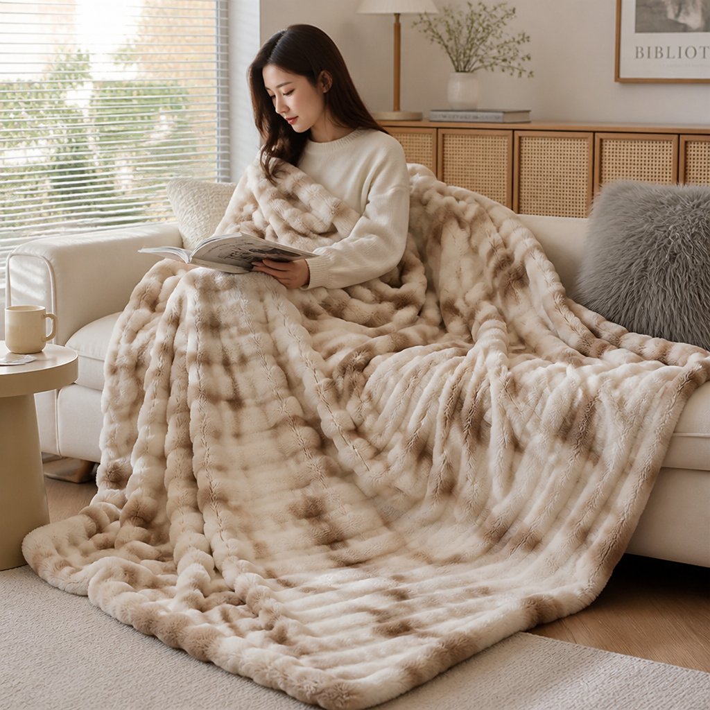 Cosycombe™ Swirl Tie-Dye Faux Fur Throw – Soft and Breathable