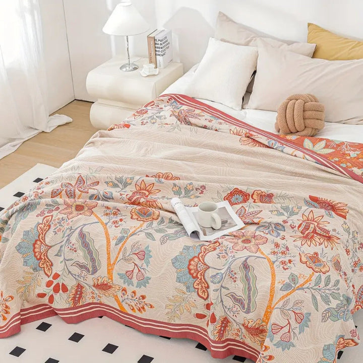Cosycombe™ Oversized Reversible Floral Jacquard Blanket in 100% Cotton