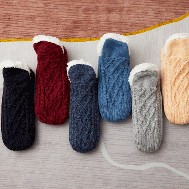 Cosycombe™ Woven Slipper Socks with Plush Lining and Non-Slip Grips