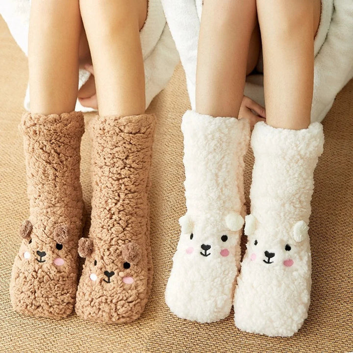Cosycombe™ Cute Bear Fleece Socks with Non-Slip Grip