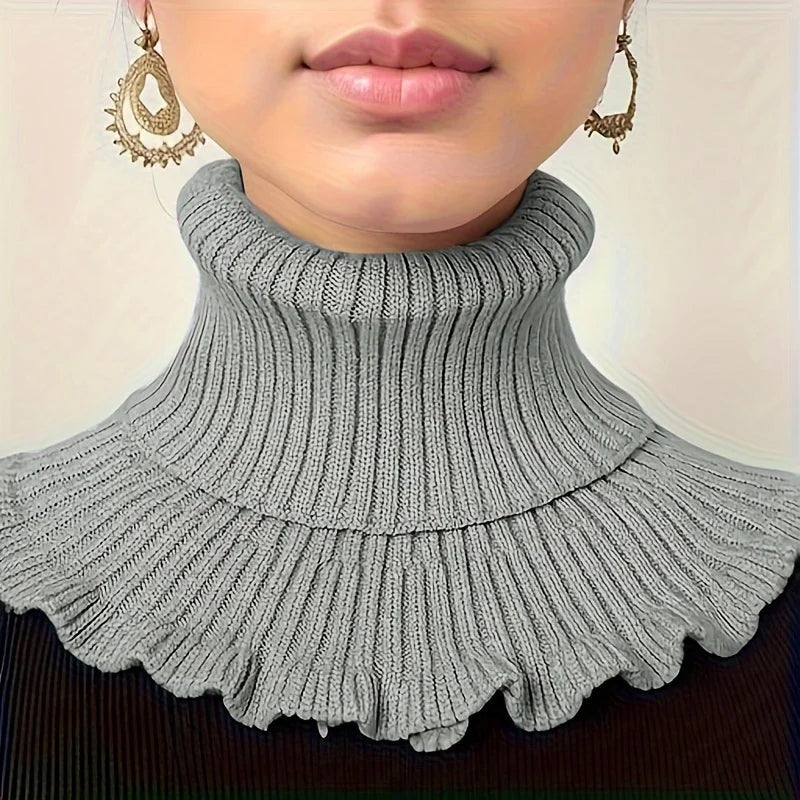 Cosycombe™ Knitted Turtleneck Neck Scarf with Ruffled Edge for Women