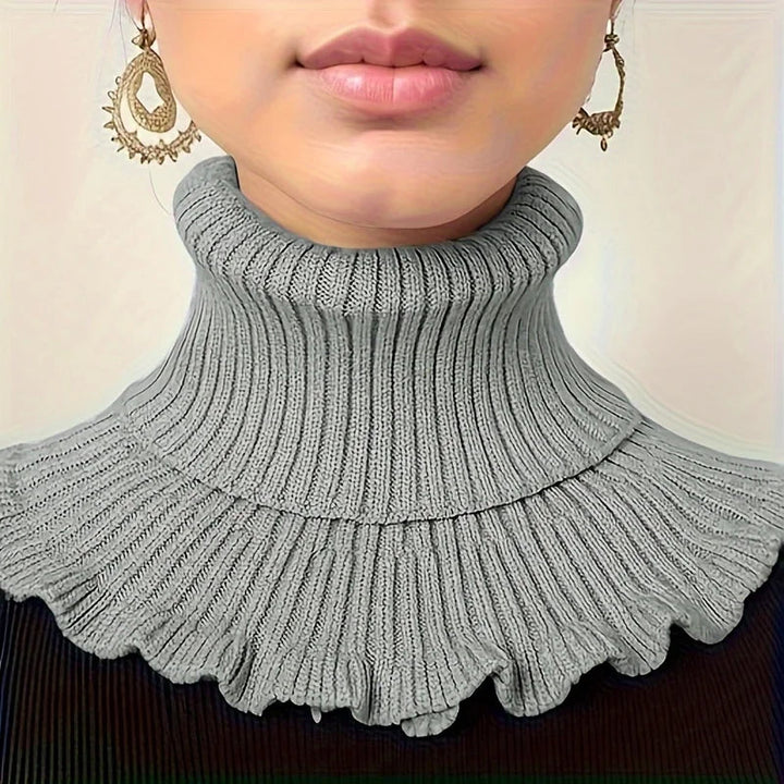 Cosycombe™ Knitted Turtleneck Neck Scarf with Ruffled Edge for Women