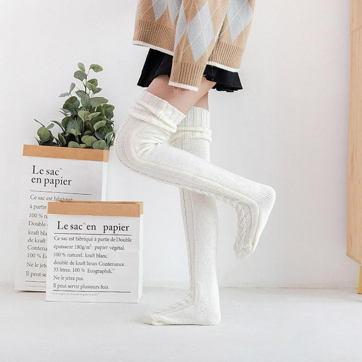 Cosycombe™ Hand-Knitted Winter Knee Socks in Soft Acrylic Cotton