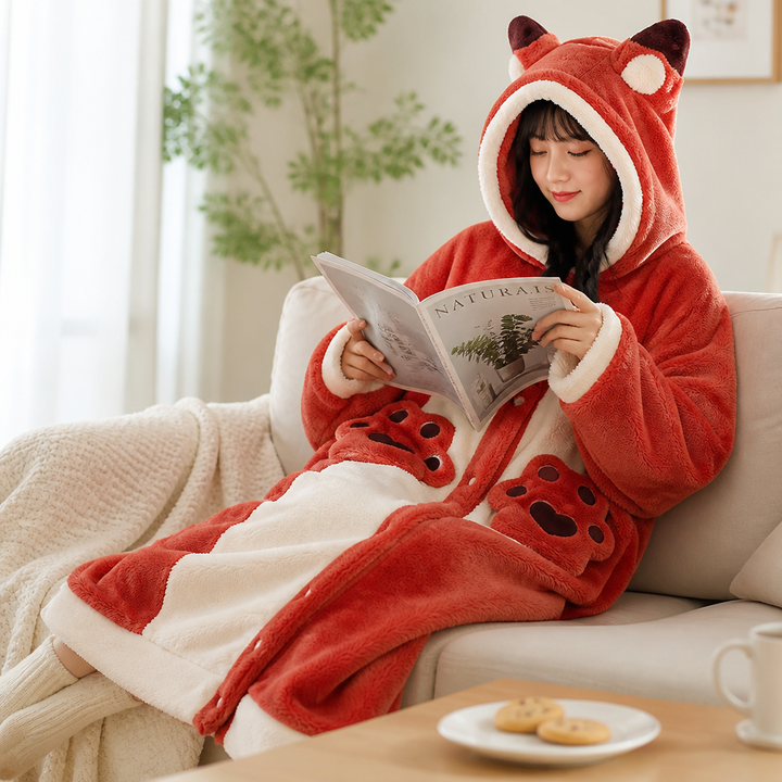 Cosycombe™ Hooded Fleece Wearable Blanket Pyjamas with Playful Animal Designs