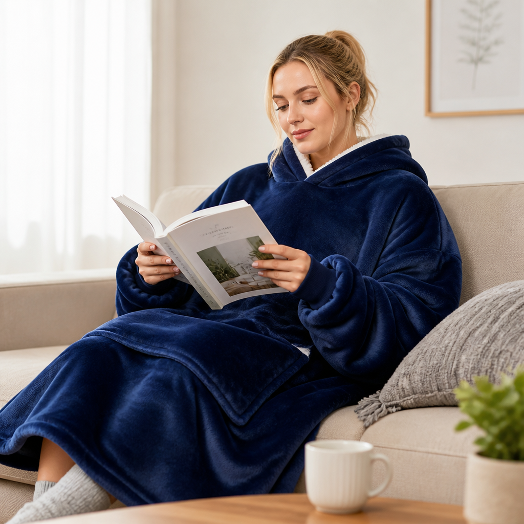 Cosycombe™ Oversized Plush Fleece Blanket Hoodie, One Size Fits All