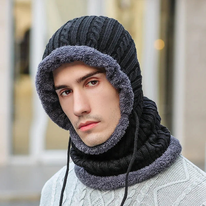 Cosycombe™ Fleece-Lined Knit Balaclava Hat with Built-In Scarf