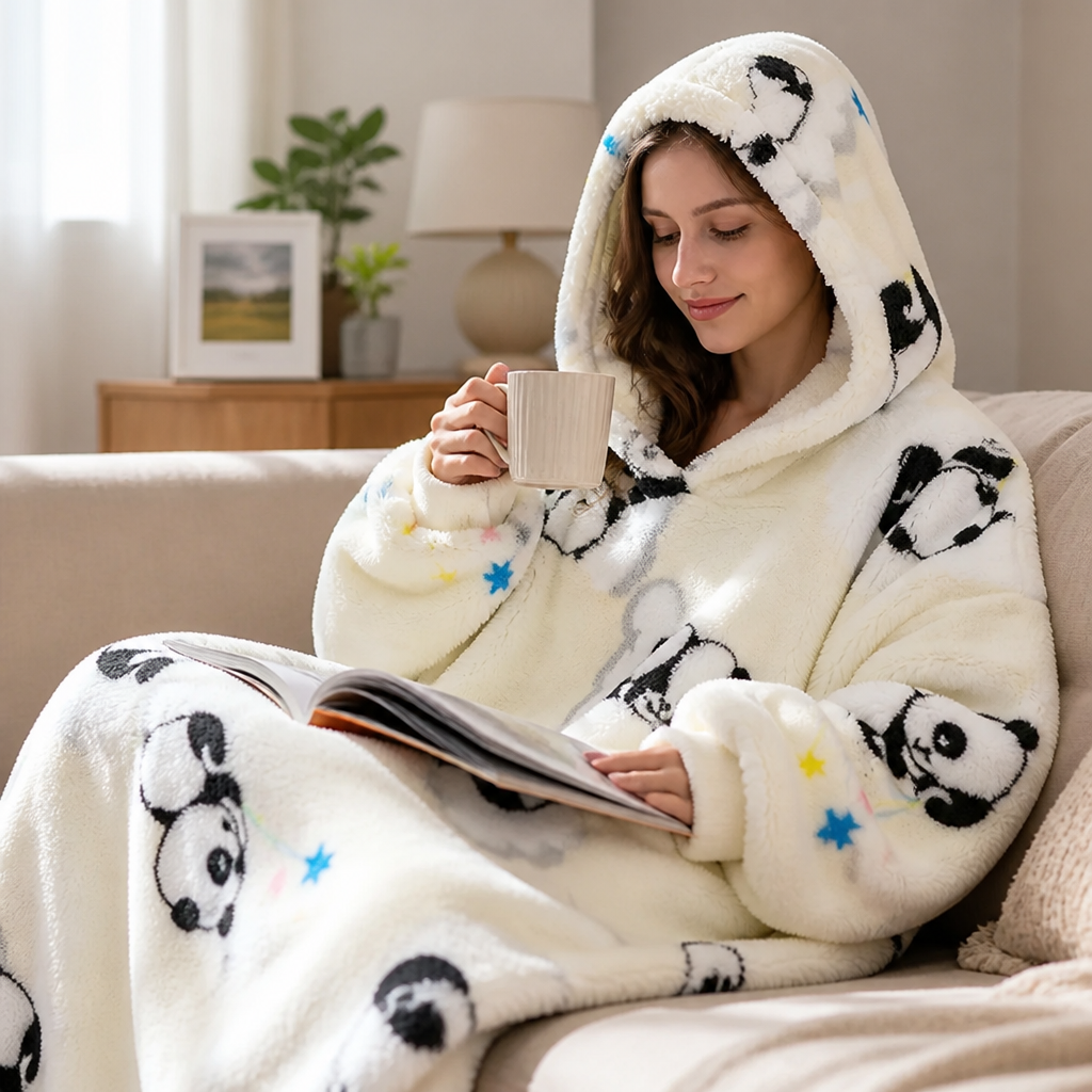 Cosycombe™ Oversized Ultra-Soft Sherpa Hoodie Blanket, Machine Washable
