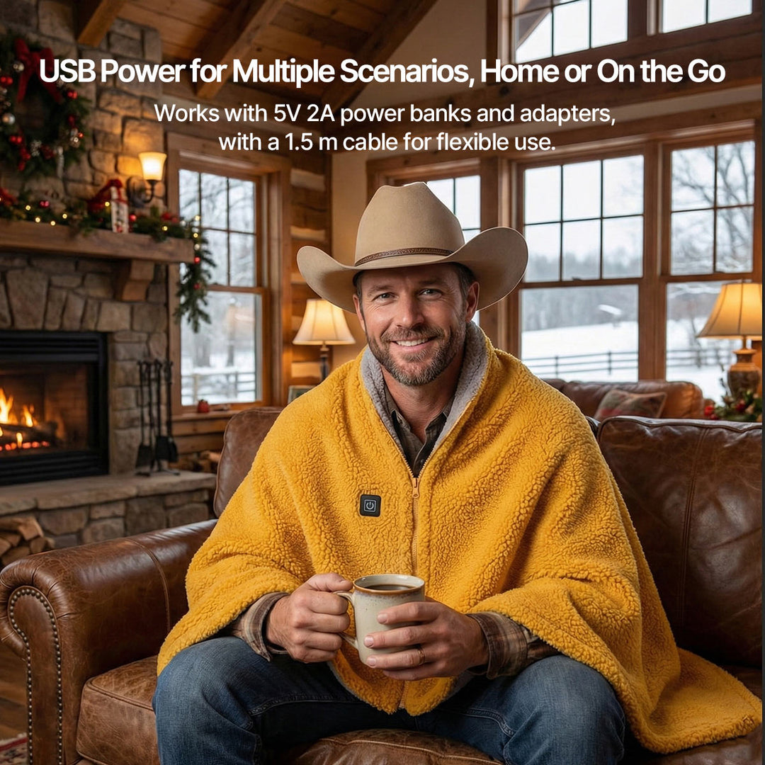 Cosycombe™ Sherpa Fleece USB Heated Throw with Zip &amp; 3 Heat Levels