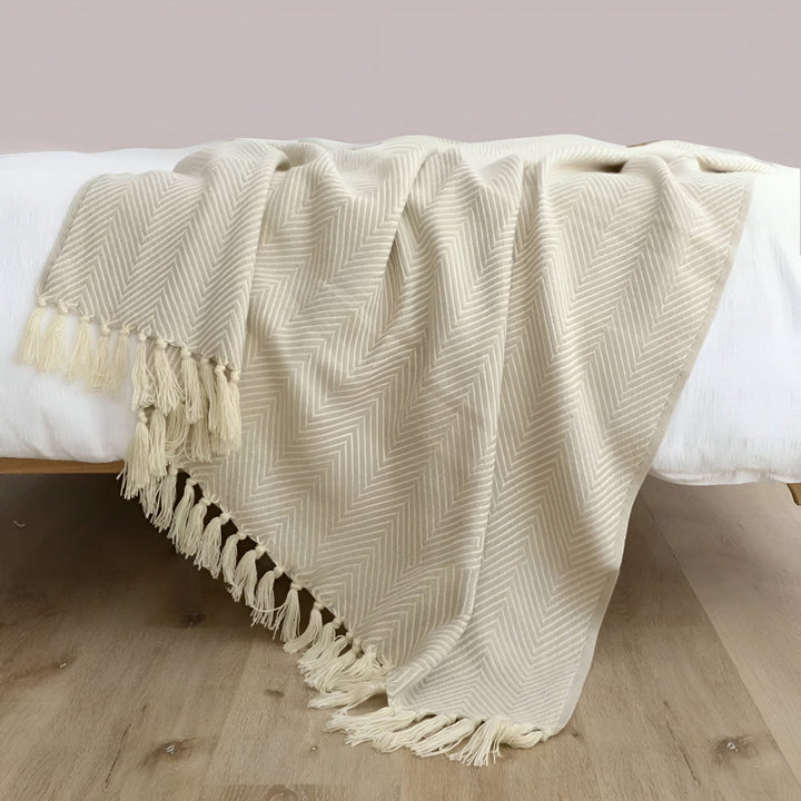 Cosycombe™ Herringbone Knit Throw Blanket with Tassels