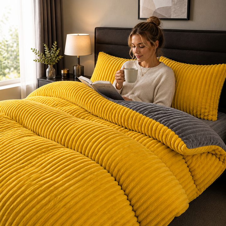 Cosycombe™ Coral Fleece Duvet Cover Set with 2 Pillowcases, Warm and Soft