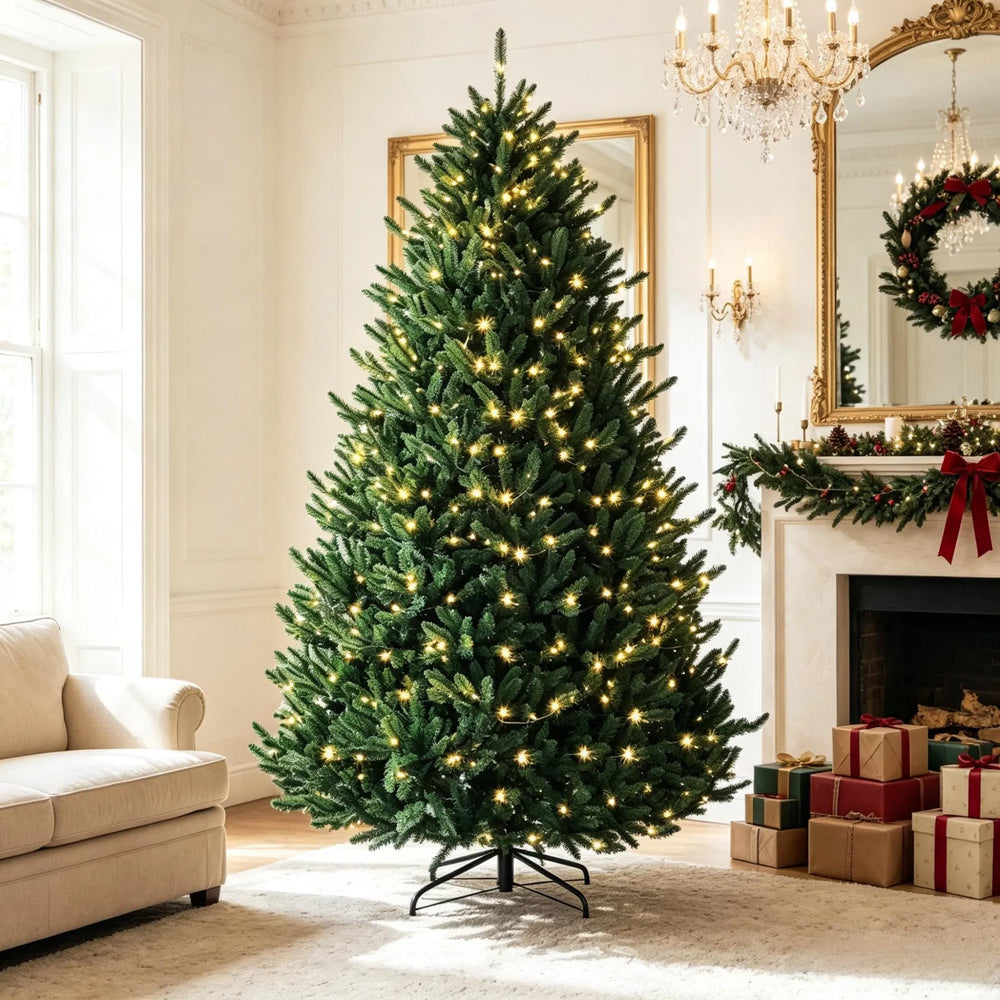 Full pre-lit tree with colourful LEDs