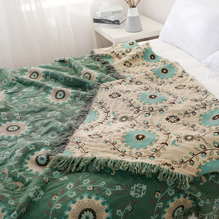 Cosycombe™ Reversible Cotton Sofa Throw That Doubles as a Bedspread