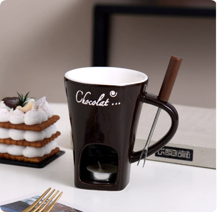 Cosycombe Ceramic fondue mug with fork for one
