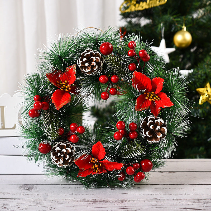 Christmas Pinecone Wreath With Red Berries For Front Door