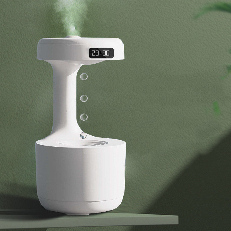 Anti-Gravity Humidifier with Clock – Water Drop Diffuser