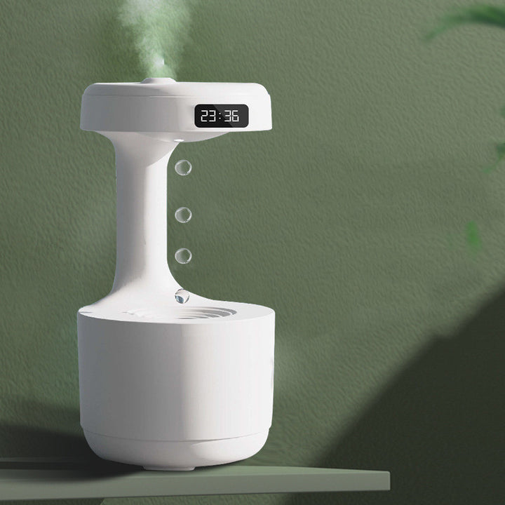 Anti-Gravity Humidifier with Clock – Water Drop Diffuser