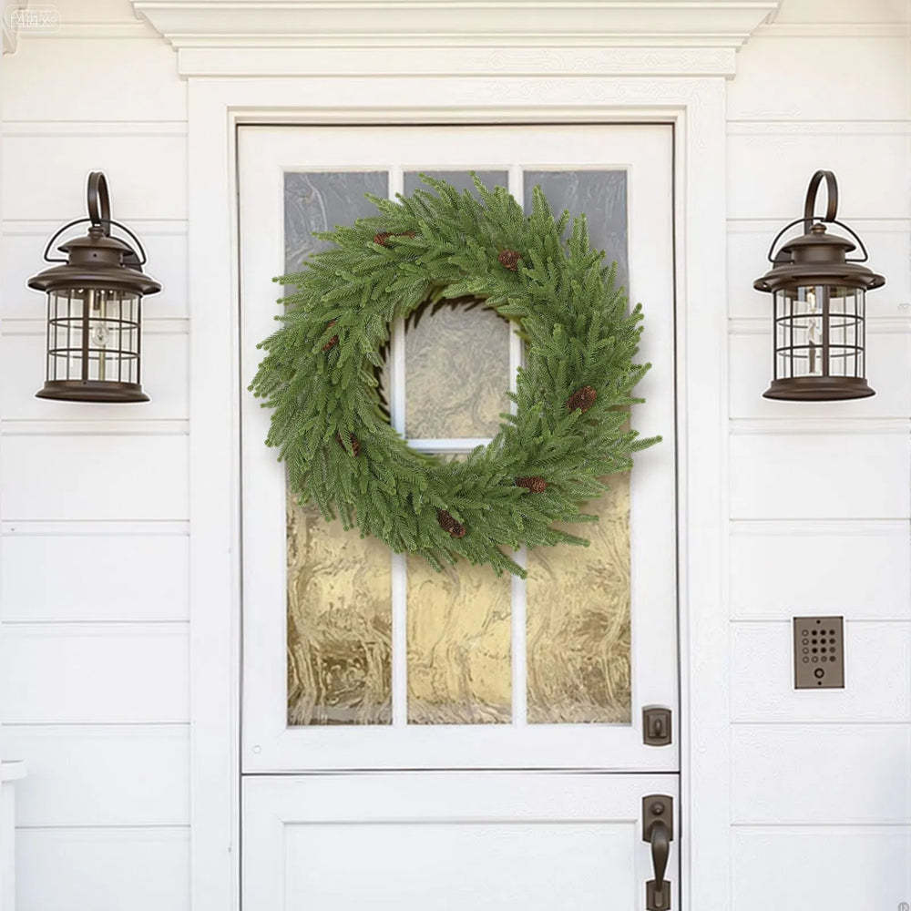 Norfolk pine wreath with pine cones