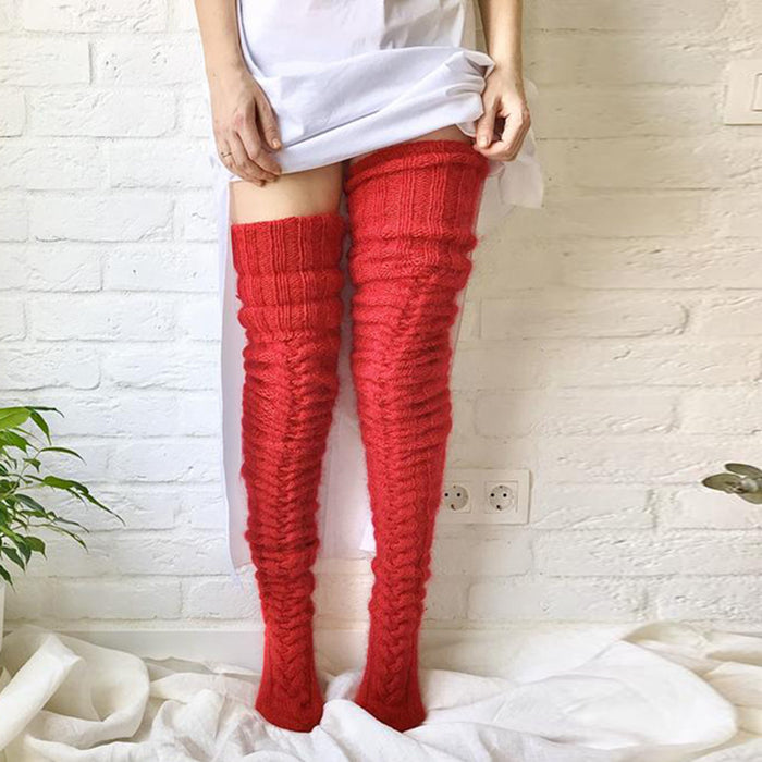 Cosycombe Over the Knee Cable Knit Socks, Extra Long