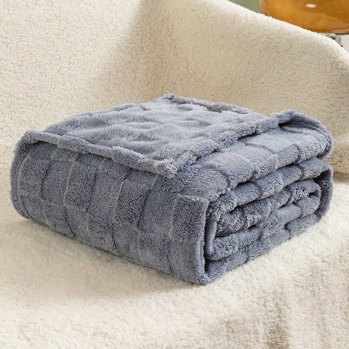 Cosycombe Checked Jacquard Plush Throw, Machine Washable