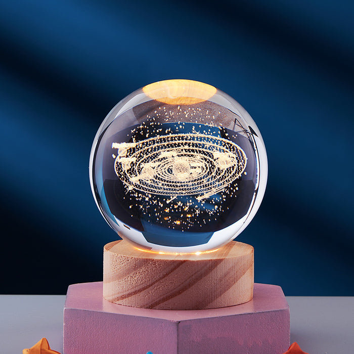 Cosycombe 3D solar system crystal ball night light – 6 or 8 cm with base