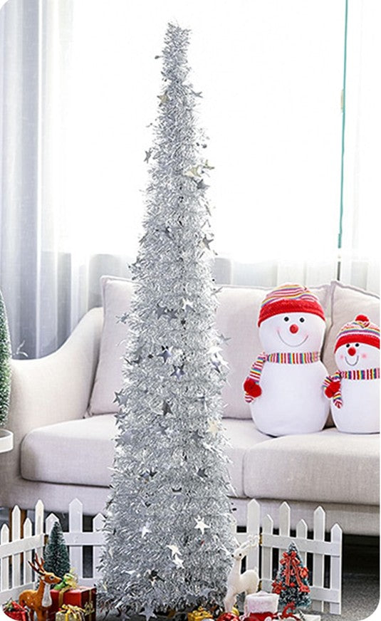 Cosycombe Collapsible tinsel Christmas tree with stand, 1.2 m or 1.5 m