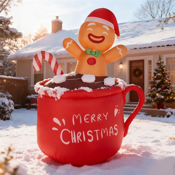 Cosycombe Inflatable Gingerbread Man in a Hot Cocoa Cup