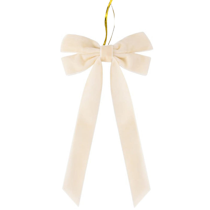 Cosycombe Velvet Christmas bow with long tails and gold cord
