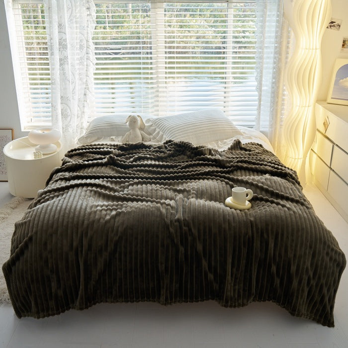 Cosycombe Ribbed Faux Rabbit Fur Blanket, Anti-Static