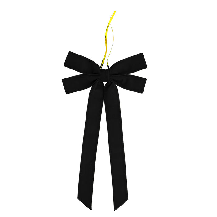 Cosycombe Velvet Christmas bow with long tails and gold cord