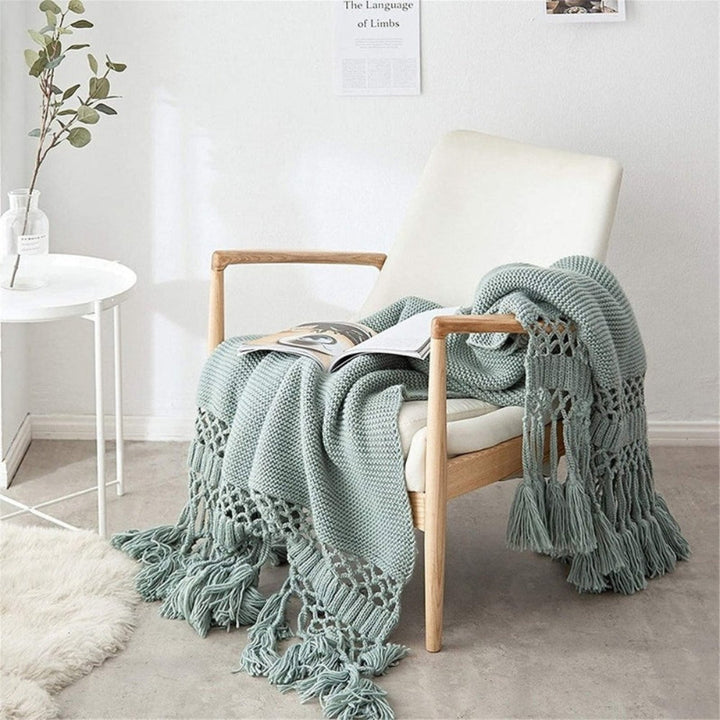 Cosycombe™ Knitted Tassel Throw – Soft, Lightweight Boho Blanket