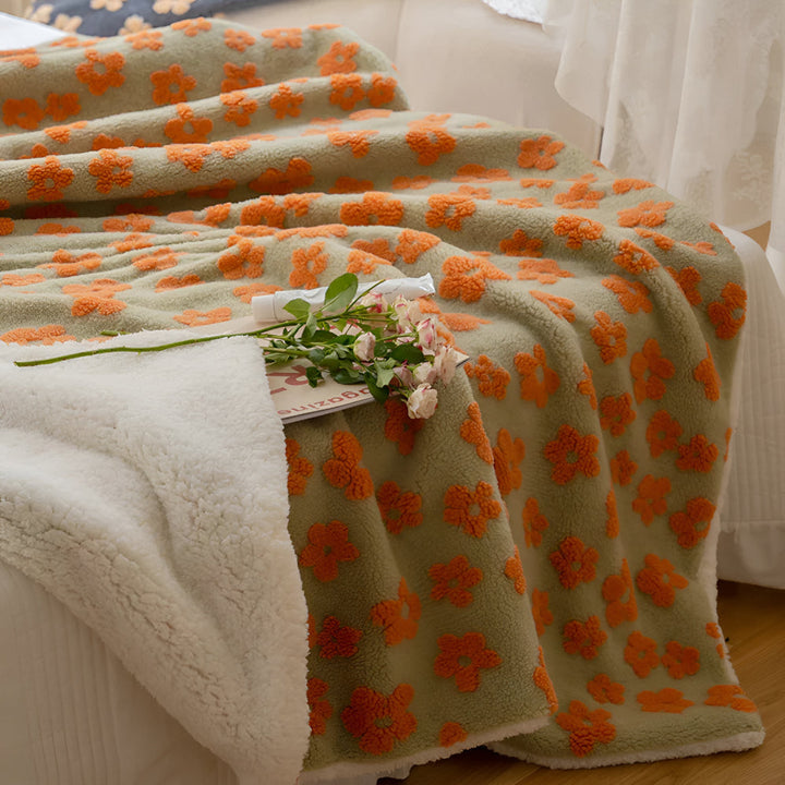 Cosycombe™ Retro Wildflower Throw Blanket with 3D Floral Texture