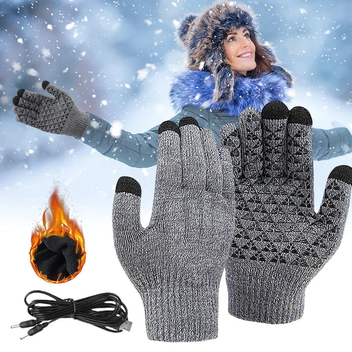 Cosycombe™ USB Heated Knit Gloves with Touchscreen Fingers
