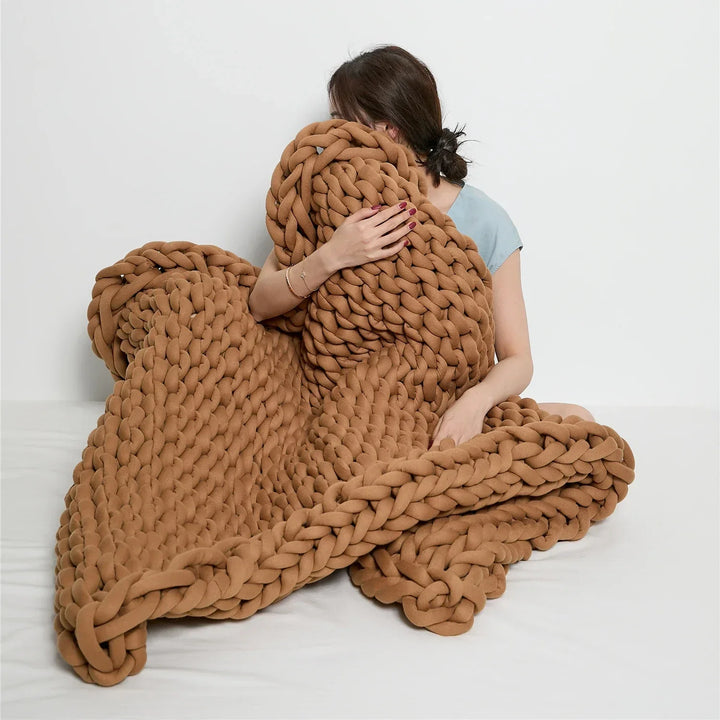 Cosycombe™ Handmade Chunky Knit Weighted Throw for Cosy Nights